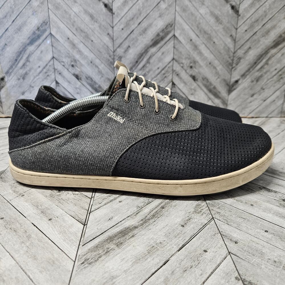 OluKai Shoes Nohea Moku Mens 11 Gray Mesh Comfort Casual Boat Beach Sneaker